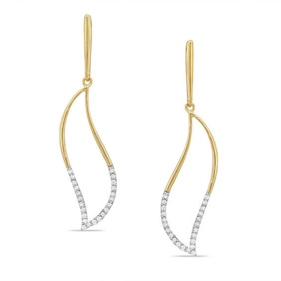 1/5 CT. T.w. Diamond Leaf Drop Earrings in 10K Gold