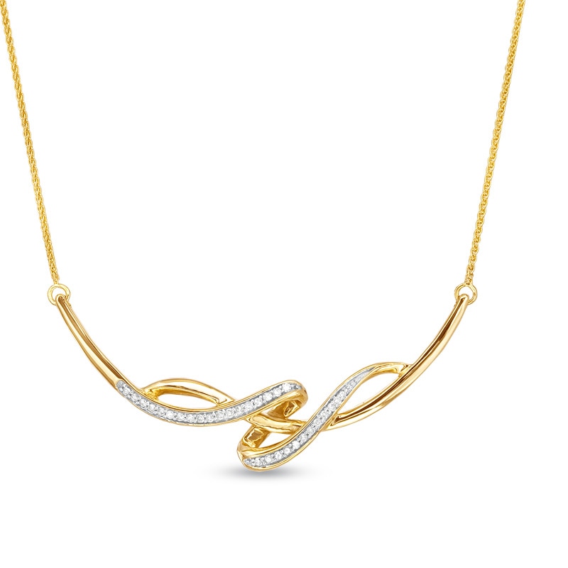 Main Image 1 of 1/5 CT. T.W. Diamond Twist Necklace in 10K Gold