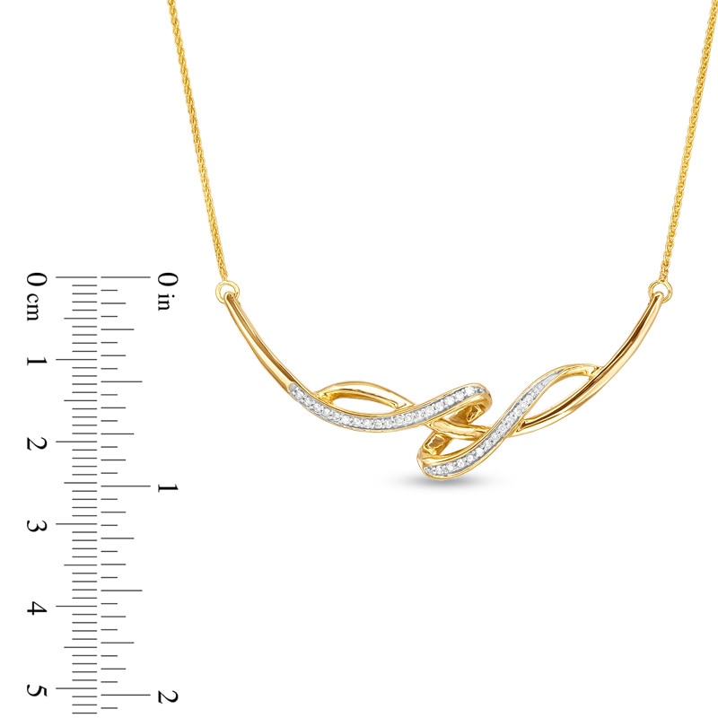 Main Image 2 of 1/5 CT. T.W. Diamond Twist Necklace in 10K Gold