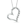 Thumbnail Image 1 of 1/6 CT. T.W. Diamond Five Stone Heart Pendant in 10K White Gold