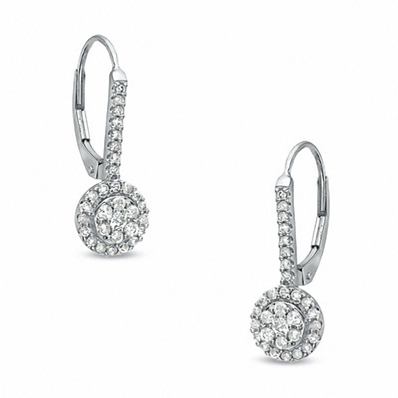 Main Image 1 of 1/2 CT. T.W. Diamond Composite Drop Earrings in 10K White Gold