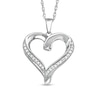 Thumbnail Image 1 of 1/10 CT. T.W. Diamond Pavé Ribbon Heart Pendant in Sterling Silver