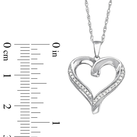 1/10 CT. T.w. Diamond PavÃ© Ribbon Heart Pendant in Sterling Silver