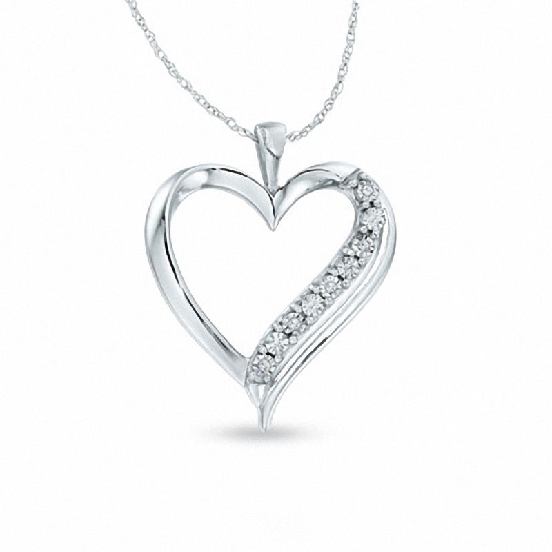 Main Image 1 of Diamond Accent Heart Pendant in Sterling Silver