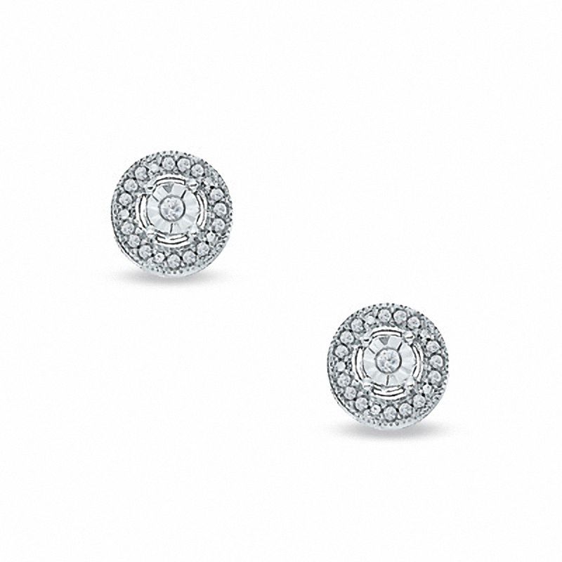 Main Image 1 of 1/10 CT. T.W. Diamond Round Stud Earrings in Sterling Silver