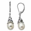 Thumbnail Image 0 of Oval Cultured Freshwater Pearl and 1/15 CT. T.W. Diamond Swirl Drop Earrings in 14K White Gold