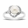 Thumbnail Image 1 of 7.0-7.5mm Freshwater Cultured Pearl and Diamond Accent Triple Loop Ring in 10K White Gold