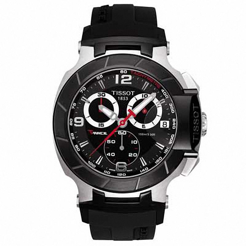 Men's Tissot T-Race Chronograph Strap Watch with Black Dial (Model: T048.417.27.057.00)