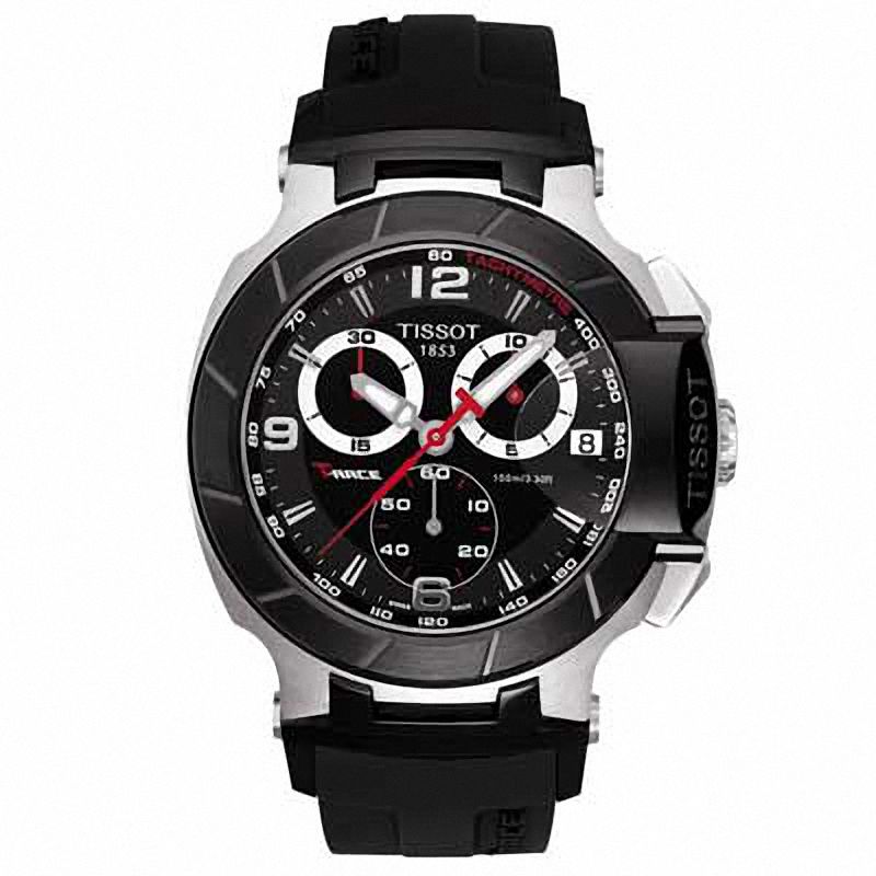 Main Image 1 of Men's Tissot T-Race Chronograph Strap Watch with Black Dial (Model: T048.417.27.057.00)