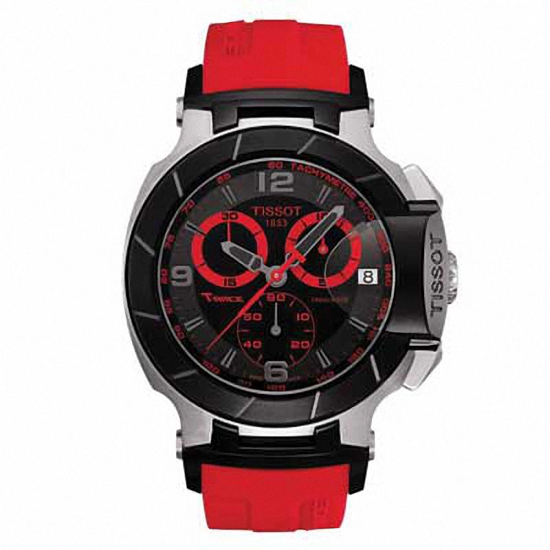 Men's Tissot T-Race Chronograph Strap Watch with Black Dial (Model: T048.417.27.057.02)