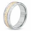 Thumbnail Image 2 of 8.0mm Diamond-Cut Center Wedding Band in Sterling Silver and 14K Gold Plate
