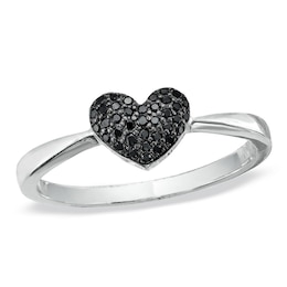 1/10 CT. T.W Black Diamond Heart Ring in Sterling Silver