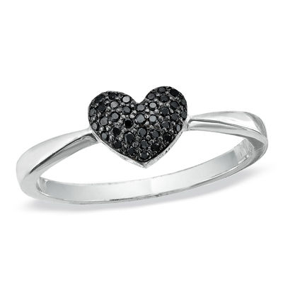 1/10 CT. T.W Black Diamond Heart Ring 