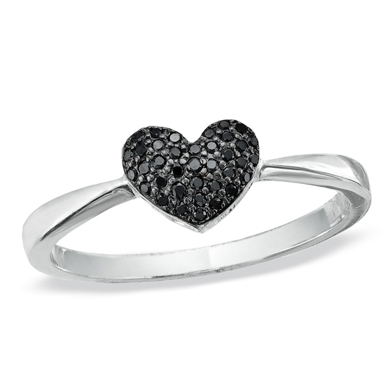 1/10 CT. T.W Black Diamond Heart Ring in Sterling Silver