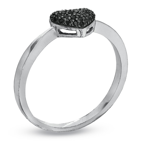 1/10 CT. T.W Black Diamond Heart Ring in Sterling Silver