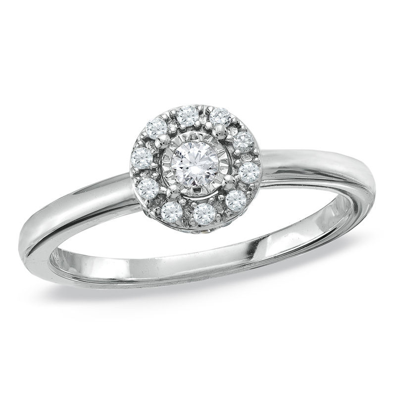 Main Image 1 of 1/4 CT. T.W. Multi-Diamond Frame Ring in 10K White Gold