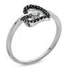 Thumbnail Image 2 of 1/10 CT. T.W Enhanced Black and White Diamond Tilted Heart Promise Ring in 10K White Gold