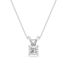 1/2 CT. Certified Princess-Cut Diamond Solitaire Pendant in Platinum (I/VS2)