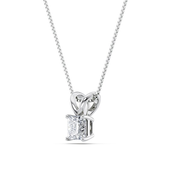1/2 CT. Certified Princess-Cut Diamond Solitaire Pendant in Platinum (I/Vs2)