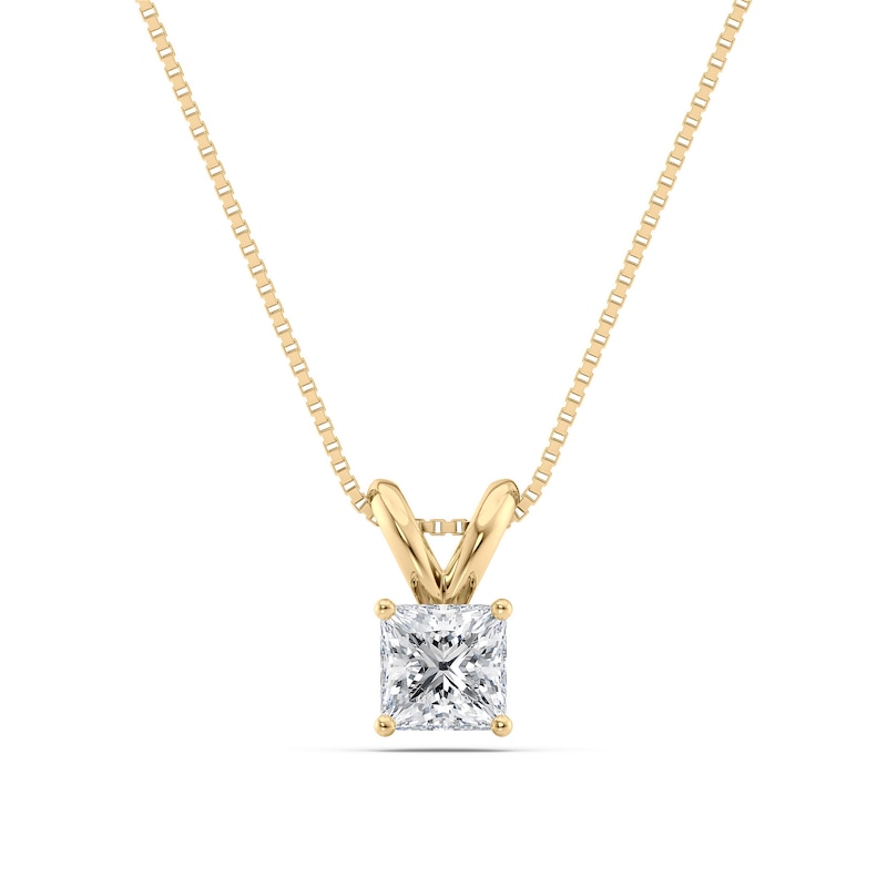 1/2 CT. Certified Princess-Cut Diamond Solitaire Pendant in 18K Gold (I/VS2)