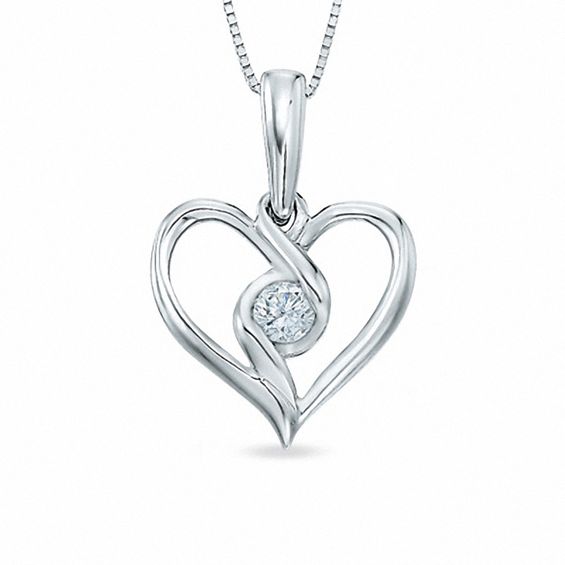 Sirenaâ¢ 1/10 CT. Diamond Heart Pendant in 10K White Gold