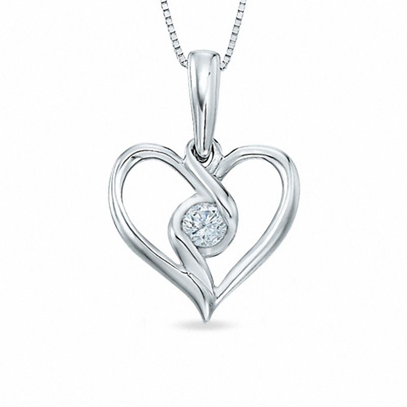Main Image 1 of Sirena™ 1/10 CT. Diamond Heart Pendant in 10K White Gold
