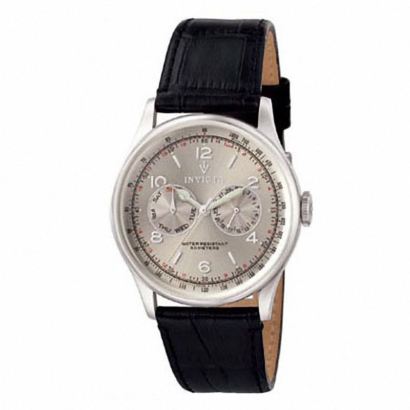 Main Image 1 of Men's Invicta Vintage Strap Watch with Silver-Tone Dial (Model: 6749)