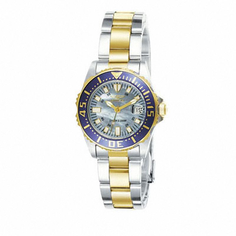 Ladies' Invicta Pro Diver Two-Tone Watch with Blue Mother-of-Pearl Dial (Model: 2961)