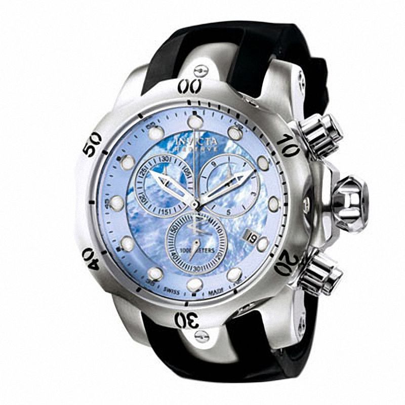 Men's Invicta Venom Chronograph Strap Watch with Blue Mother-of-Pearl Dial (Model: 6118)