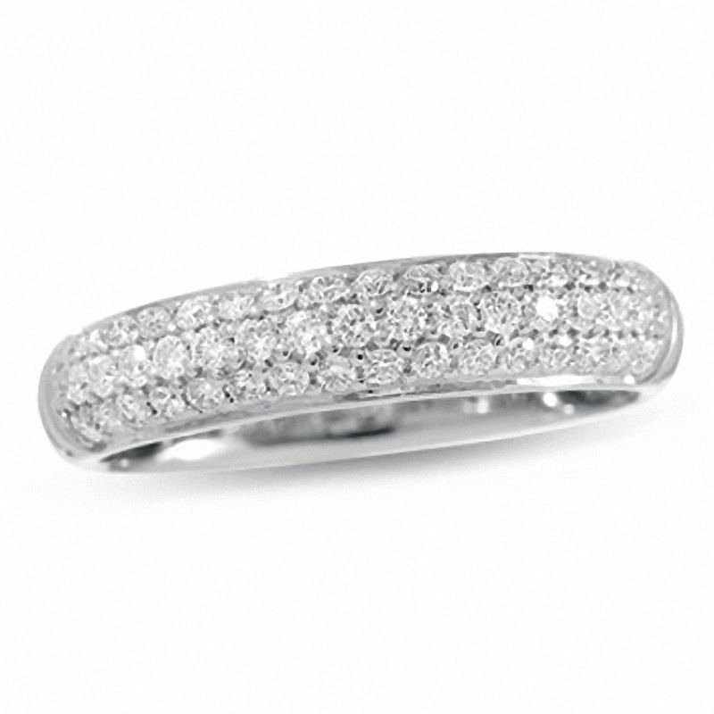 Main Image 1 of 1/2 CT. T.W. Diamond Pavé Anniversary Band in 14K White Gold
