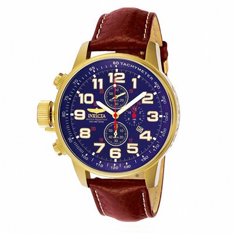 Main Image 1 of Men's Invicta I-Force Chronograph Gold-Tone Strap Watch with Blue Dial (Model: 3329)