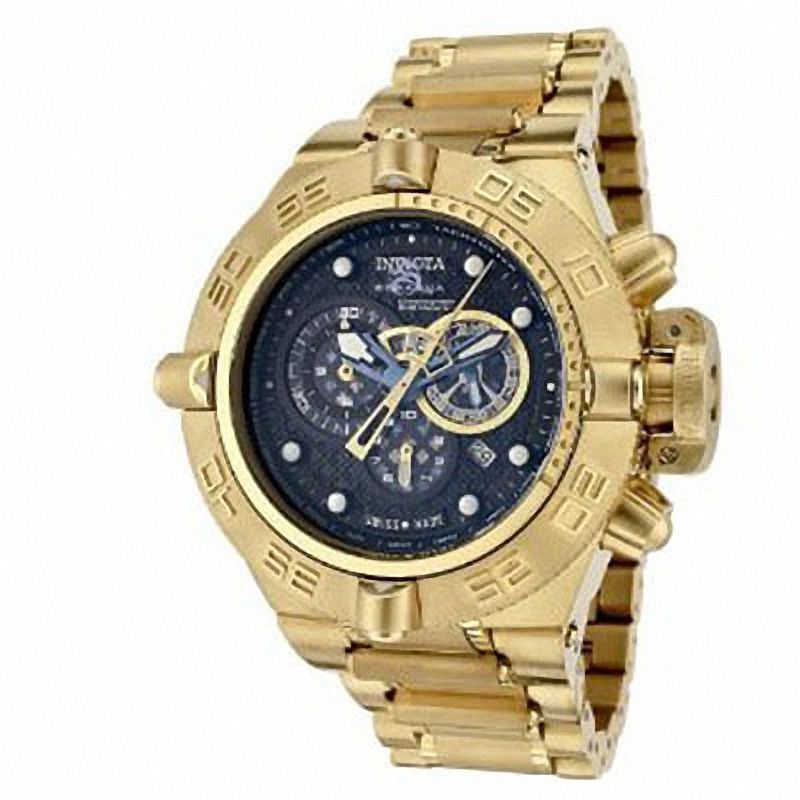 Men's Invicta Subaqua Chronograph Gold-Tone Watch with Black Dial (Model: 6554)