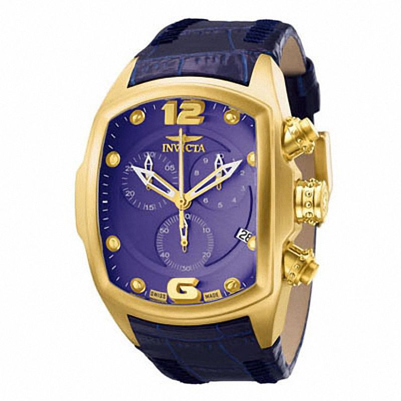 Men's Invicta Lupah Chronograph Strap Watch with Tonneau Blue Dial (Model: 6733)