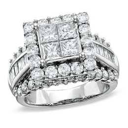 3 CT. T.W. Quad Princess-Cut Diamond Engagement Ring in 14K White Gold