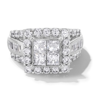 3 CT. T.W. Quad Princess-Cut Diamond Engagement Ring in 14K White Gold