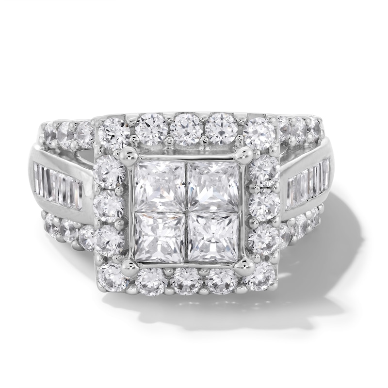 3 CT. T.W. Quad Princess-Cut Diamond Engagement Ring in 14K White Gold