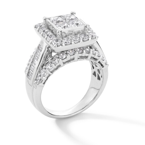 3 CT. T.w. Quad Princess-Cut Diamond Engagement Ring in 14K White Gold