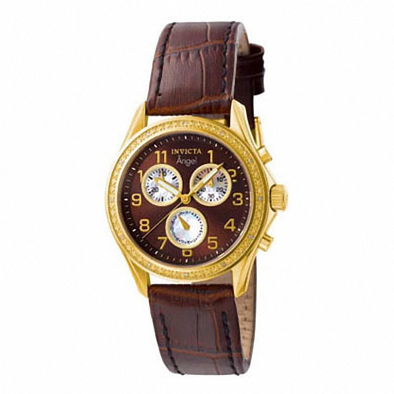 Ladies' Invicta Angel Chronograph Strap Watch with Brown Dial (Model: 0580)