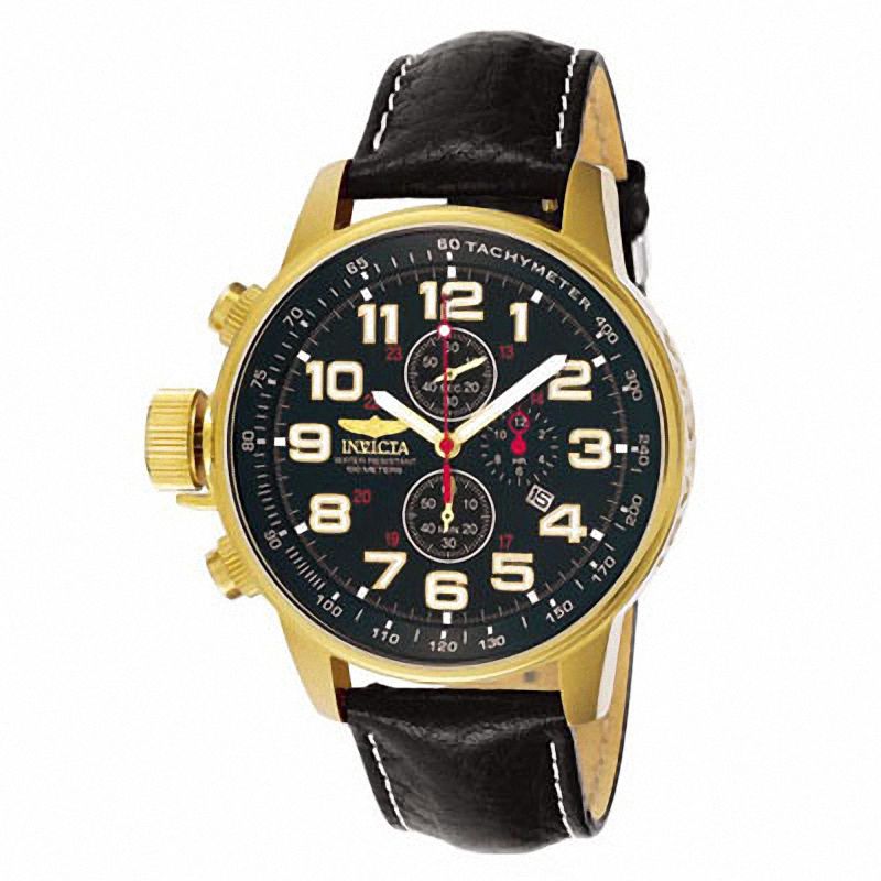 Main Image 1 of Men's Invicta I-Force Gold-Tone Strap Watch with Black Dial (Model: 3330)
