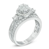 Thumbnail Image 1 of 1 CT. T.W. Round and Princess-Cut Diamond Flower Bridal Set in 10K White Gold
