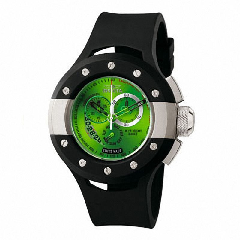 Men's Invicta S1 Collection Chronograph Strap Watch with Green Dial (Model: 6485)