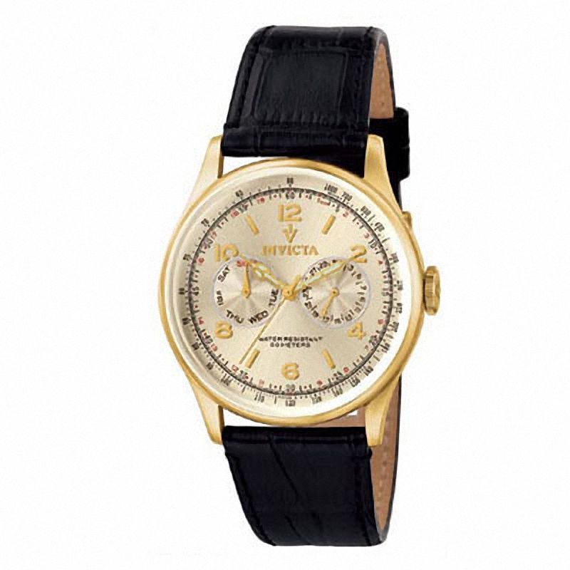 Men's Invicta Vintage Strap Watch with Champagne Dial (Model: 6750)