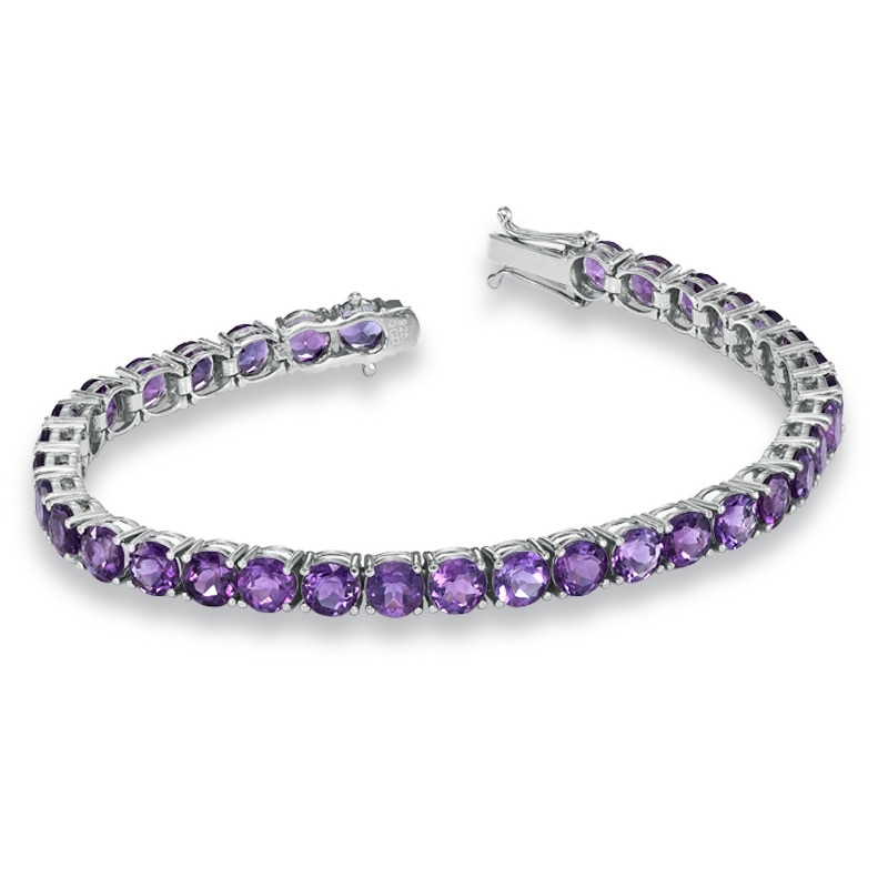 Main Image 2 of 5.0mm Amethyst Tennis Bracelet in Sterling Silver