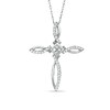 Thumbnail Image 1 of 1/5 CT. T.W. Princess-Cut and Round Diamond Ichthys Cross Pendant in 10K White Gold