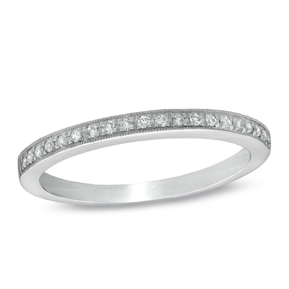 1/10 CT. T.w. Diamond Milgrain Wedding Band in 14K White Gold