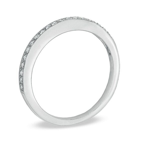 1/10 CT. T.w. Diamond Milgrain Wedding Band in 14K White Gold