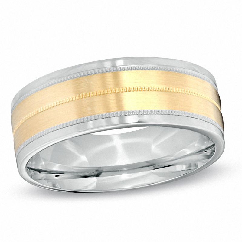 Main Image 1 of 8.0mm Wedding Band in Sterling Silver and 14K Gold Plate