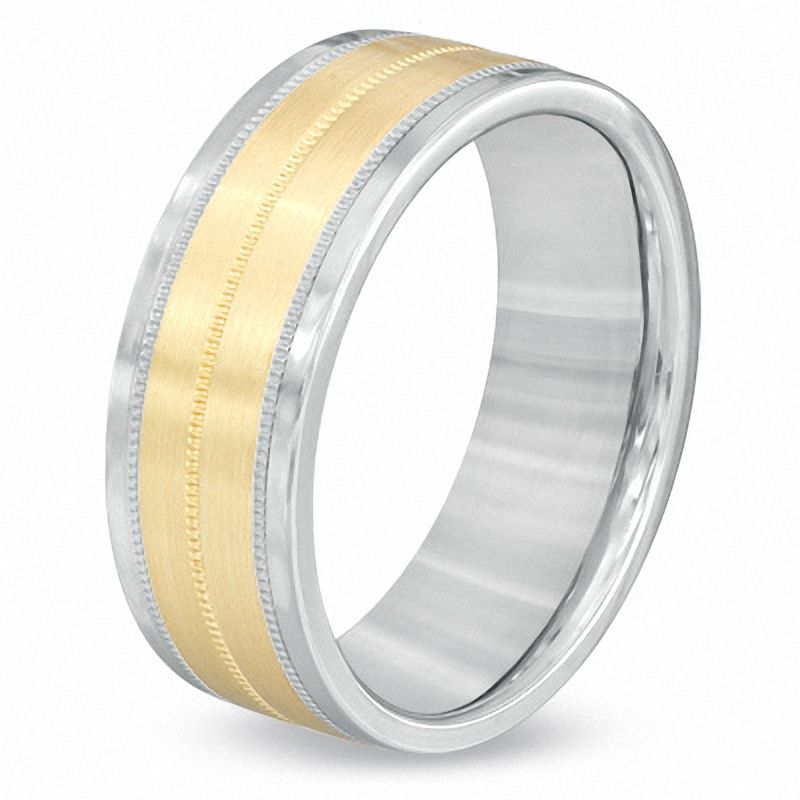 Main Image 2 of 8.0mm Wedding Band in Sterling Silver and 14K Gold Plate