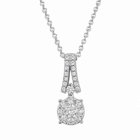 1/2 CT. T.w. Multi-Diamond Pendant in 14K White Gold