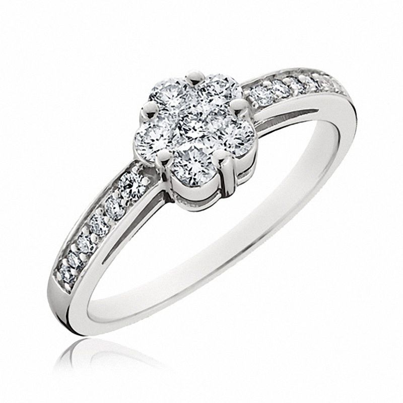Main Image 1 of 1/2 CT. T.W. Multi-Diamond Ring in 14K White Gold